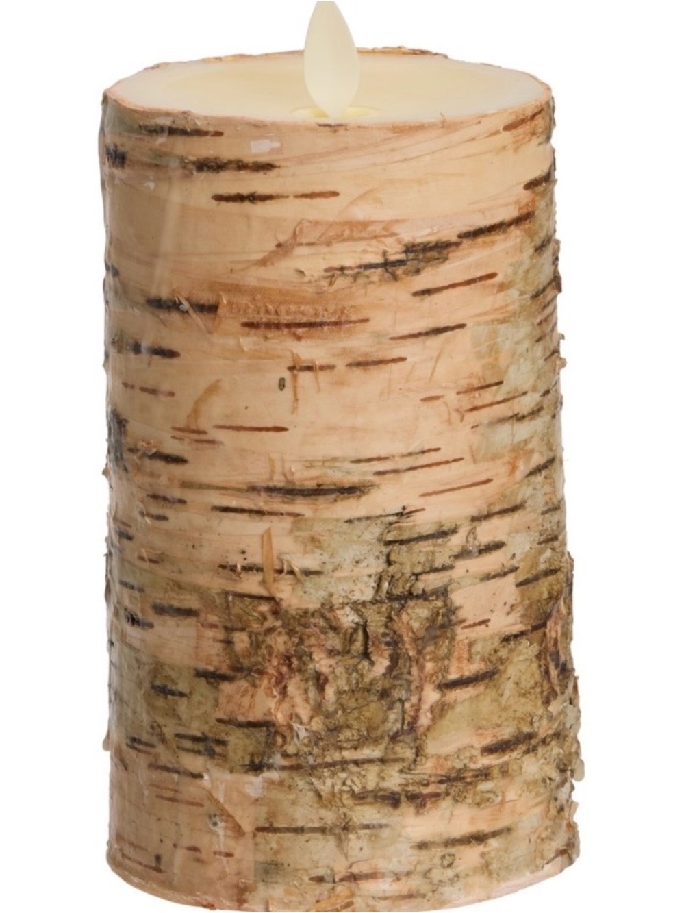 NEW Luminara Painted Birch Pillar Flameless LED Candle Moving Flame 3.5” x 6.5”